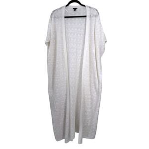 Torrid 1X 14-16 knit crochet knit sweater cardigan duster white coverup long